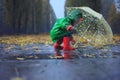 Walking in autumn rainy park Royalty Free Stock Photo