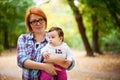 Walking baby in a park