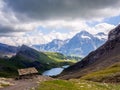 Walking from Bachalpsee to Faulhorn in the Bernese Alps Switzerland Royalty Free Stock Photo