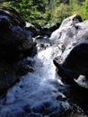 Another view of a rapid flowing creek nestled between the mountains Royalty Free Stock Photo