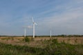Wind power stations in sunny day in Kaliningradm Russia Royalty Free Stock Photo