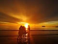 Walking barefoot on the beach alone Royalty Free Stock Photo