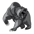 Walking bear animal head black and white vector