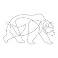 Walking bear in one line in the style of minimalism. The design is suitable for modern tattoos, decor, logo, icon, symbol