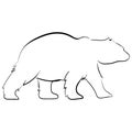 Walking bear silhouettes style line art vector