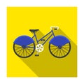 Walking bicycle with large shields and curves driving. Economical transport.Different Bicycle single icon in flat style