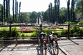 Walking on a bike on a summer sunny day