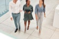 Walking, blurred motion and office with a business man and woman team at work together from above. Working Royalty Free Stock Photo