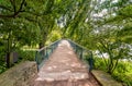 Walking bridge in the Chicago Botanic Garden, summer landscape, Glencoe,USA