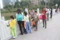 Walking on the Bridge corridor of visitors in SHENZHEN LIZHI park