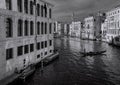 Walking on the bridges of the old city of Venice. The beauty of the ancient city. Italy. Black and white Royalty Free Stock Photo