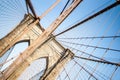 Walking on Brooklyn bridge in Manhattan , New york city Royalty Free Stock Photo
