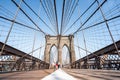 Walking on Brooklyn bridge in Manhattan , New york city Royalty Free Stock Photo