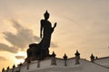 Walking buddha with silhouete background