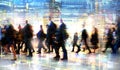 Multiple exposure image of walking people in London. Business concept illustration.