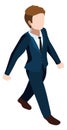 Walking businessman isometric character. Going to work