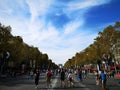 Walking Champs Elysee. Day without cars and pollution in Paris