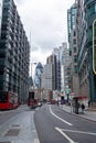 Walking in City Of London, Gherkin building in view. UK