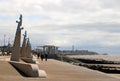 Walking on Cleveleys promenade, view to Blackpool Royalty Free Stock Photo