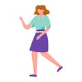 Walking confident girl flat vector illustration