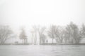 Walking Couple on the bank of Lake in morning in North America Royalty Free Stock Photo