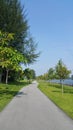 Walking and cycling path by the river Royalty Free Stock Photo