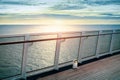 Cruise ship railing at sunset. Royalty Free Stock Photo