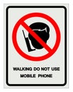 Walking Do Not Use Mobile Phone Symbol Sign, Vector Illustration, Isolate On White Background Label. EPS10 Royalty Free Stock Photo