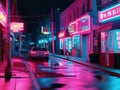 Endless neon signs in digital street