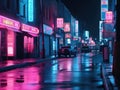 Endless neon signs in digital street