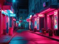 Endless neon signs in digital street