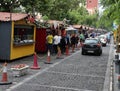 Walking down the street canteens Royalty Free Stock Photo