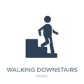 walking downstairs icon in trendy design style. walking downstairs icon isolated on white background. walking downstairs vector Royalty Free Stock Photo