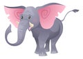 Walking elephant. Cute grey safari animal with big ears