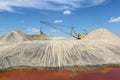 Walking excavator in the titanium quarry