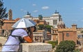 Photographer at Roman Forum on a sunny day