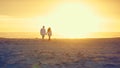 Walking hand in hand on the beach. Rearview shot of an affectionate mature couple walking hand in hand on the beach. Royalty Free Stock Photo