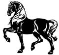 Walking heavy draft horse. Silhouette Royalty Free Stock Photo