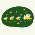 Walking hedgehogs in the forest vector
