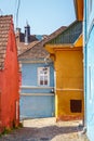 Walking in historic town Sighisoara. City in which was born Vlad Tepes, Dracula Royalty Free Stock Photo