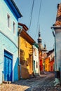 Walking in historic town Sighisoara. City in which was born Vlad Tepes, Dracula Royalty Free Stock Photo