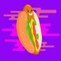Walking hot dog illustration.