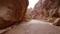 Walking inside the Al Siq Canyon, city of Petra