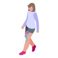 Walking kinesio taping icon isometric vector. Therapy muscle