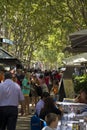 Walking on La Rambla street in Barcelona