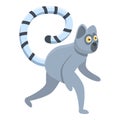 Walking lemur icon, cartoon style Royalty Free Stock Photo