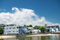 Walking line along the Chesapeake Bay Houses, in North Beach, Maryland. Sunny day, blue sky Royalty Free Stock Photo