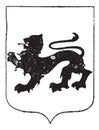 Walking Lion in Coat of Arms, vintage engraving