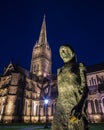 Walking Madonna Statue and Salisbury Cathedral
