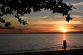 Walking on the main beach at sunset. Boracay island. Western Visayas. Philippines Royalty Free Stock Photo